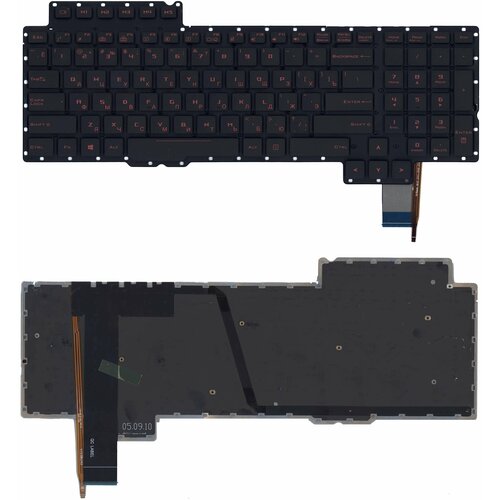 Клавиатура для ноутбука Asus ROG G752 G752VL G752VS черная без рамки, красная подсветка