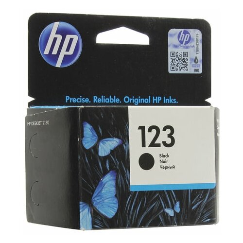 Картридж струйный HP (F6V17AE) Deskjet 2130, №123, чёрный, оригинальный, ресурс 120 стр.