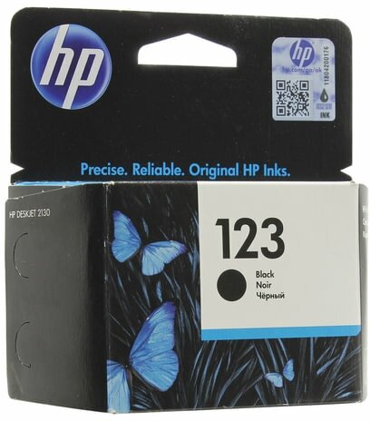 Картридж струйный HP (F6V17AE) Deskjet 2130, №123, чёрный, оригинальный, ресурс 120 стр.