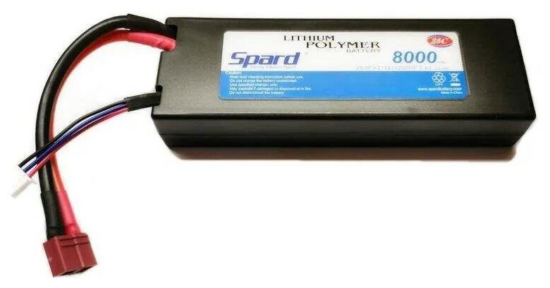 Аккумулятор Li-Po Spard 8000mAh, 7,4V, 25C, T‐plug для Remo Hobby и Himoto 1/10, 1/8