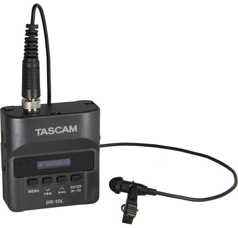 Tascam DR-10L портативный рекордер с петличным микрофоном запись WAV (BWF format)/MP3, microSD card(64MB to 2GB), microSDHC card