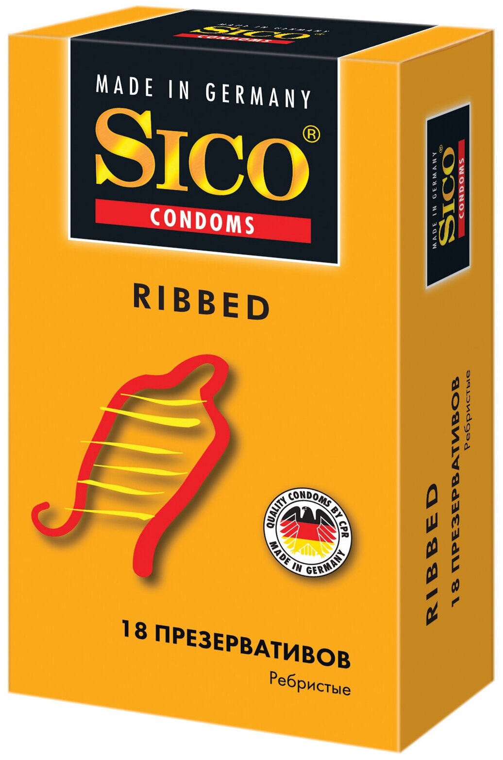 Sico Ribbed Презервативы Ребристые, 18 шт