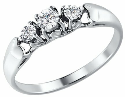 Кольцо Diamant online, белое золото, 585 проба, бриллиант, размер 20, бесцветный