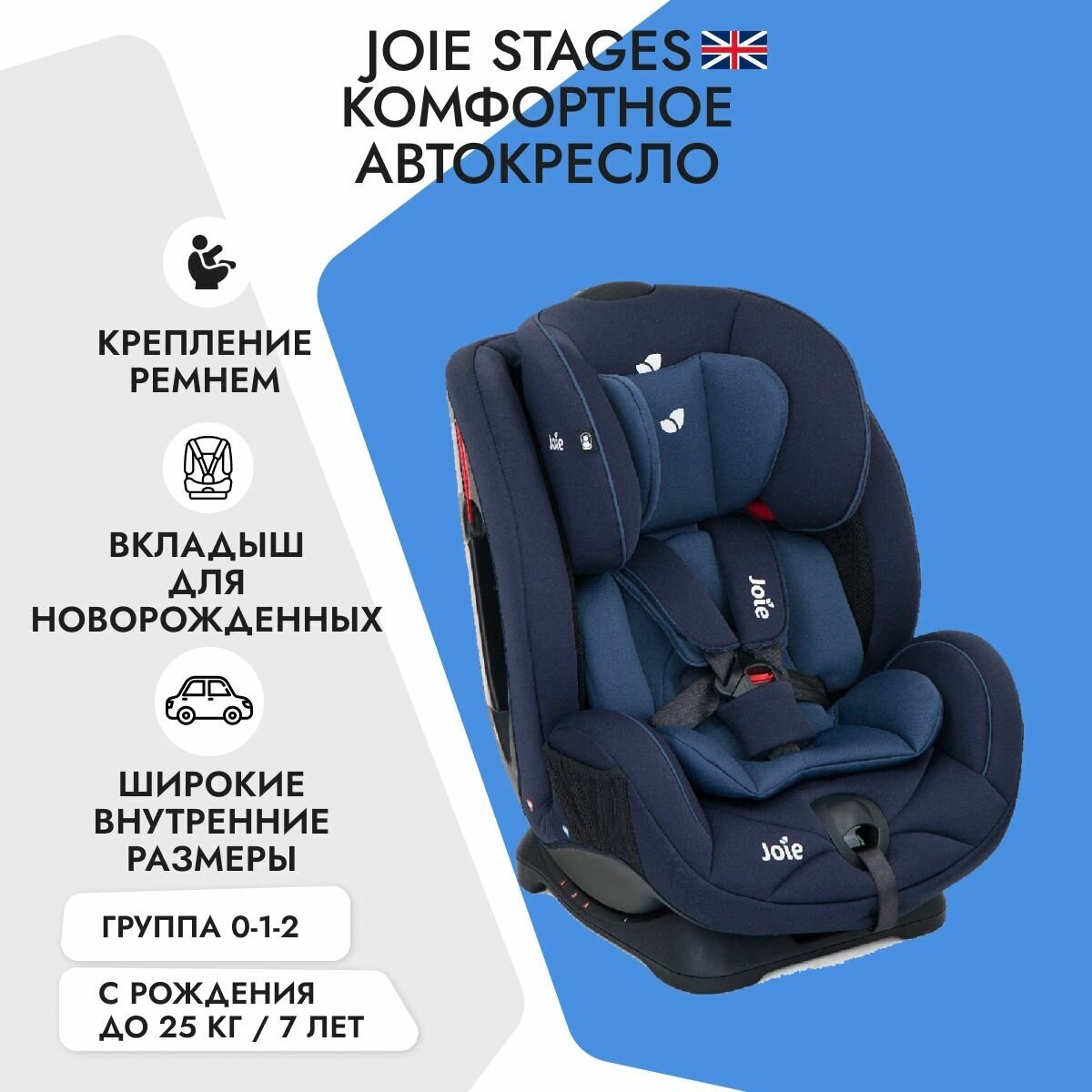 Детское автокресло Joie Stages (Navy Blazer)