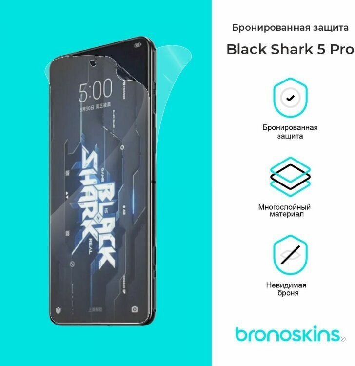 Защитная бронированная пленка для Black Shark 5 Pro (Глянцевая, Защита экрана FullScreen)