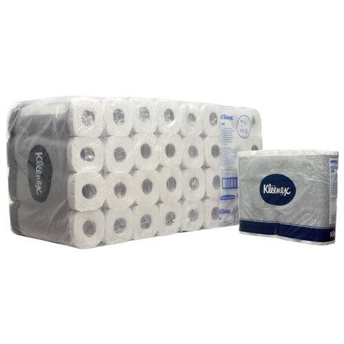 Купить 8449 Туалетная бумага в стандартных рулонах Kleenex двухслойная (96 рул х 25 м), белый, смешанная целлюлоза, Туалетная бумага и полотенца