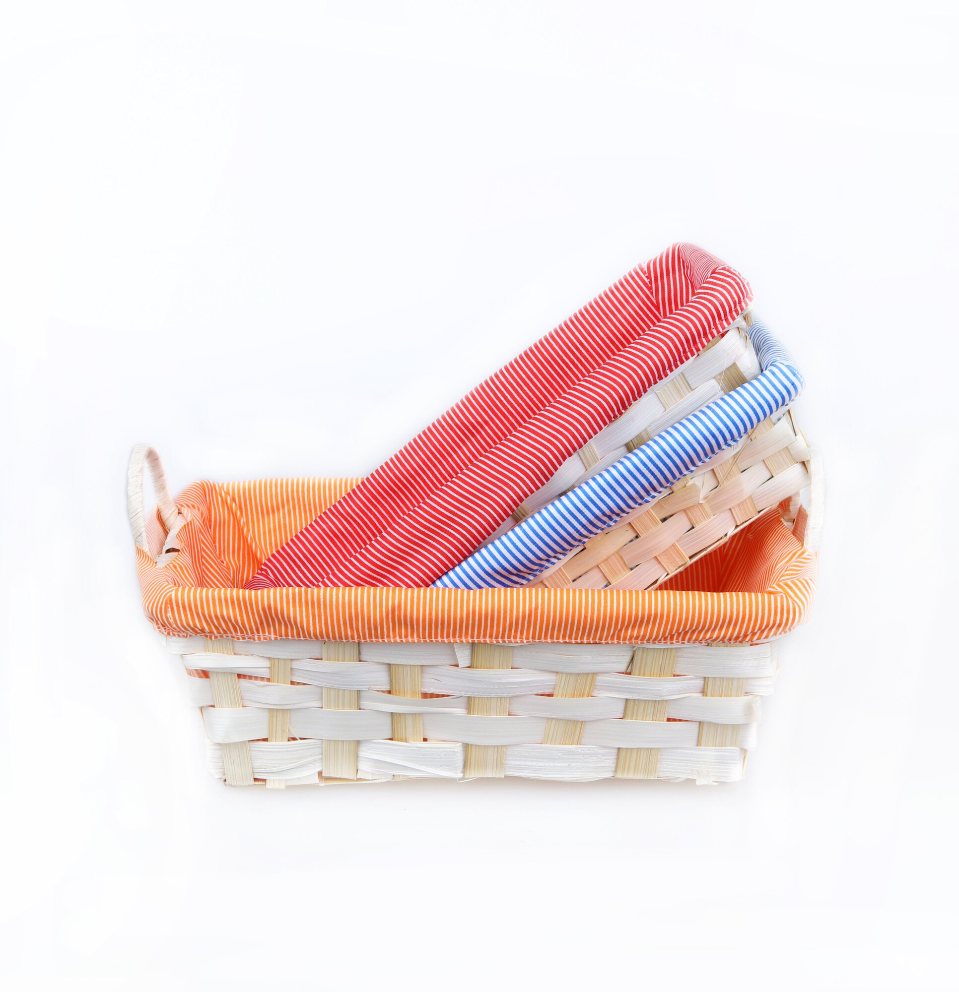 Корзина для хранения плетеная прямоугольная с ручками Lacy 25x15x8 см цвет оранжевый