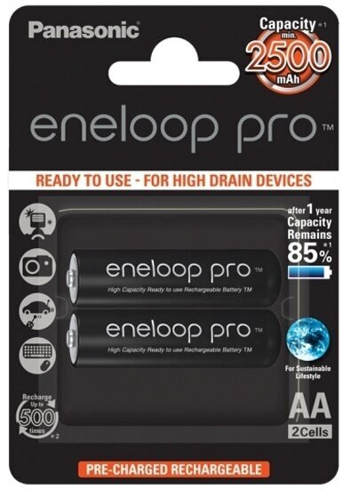 Аккумулятор Eneloop Panasonic Pro LR6 AA 2500 mAh R2U (уп 2 шт)