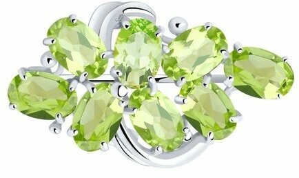 Брошь Diamant online, серебро, 925 проба, хризолит