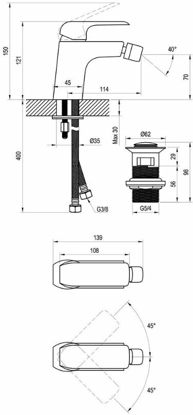 Ravak Смеситель для биде Ravak Flat FL 055.20 X070178 Черный матовый - фотография № 4