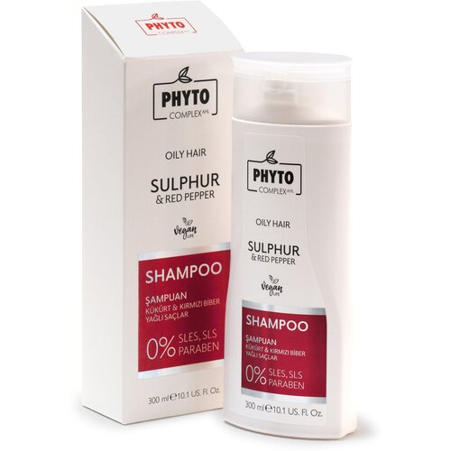 Натуральный турецкий шампунь Phytocomplex для жирных волос Suphur & Red Pepper Oily Hair Shampoo с серой и красным перцем