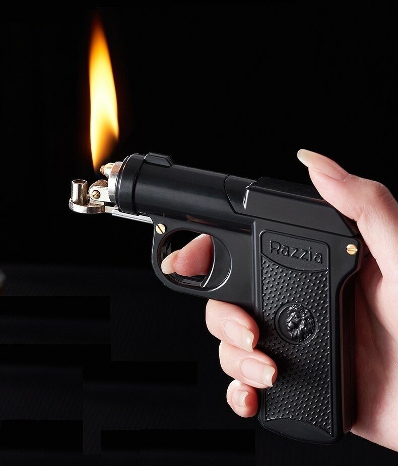 Зажигалка пистолет бензиновая с портсигаром - фотография № 3