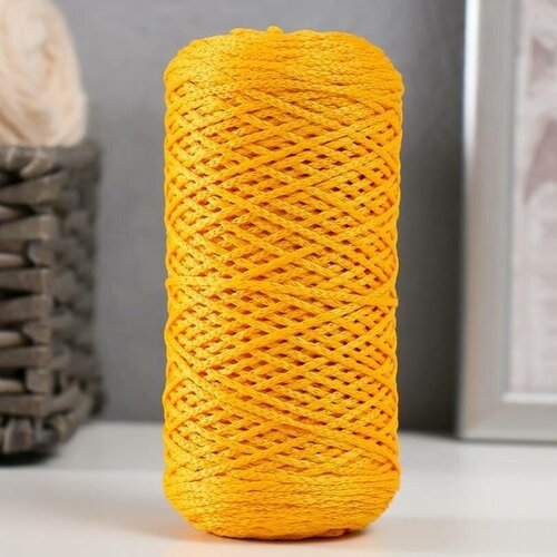 Пряжа-шнур, 100% полиэфир 1мм, 200 м/75 гр, жёлтый цвет, 1 шт.