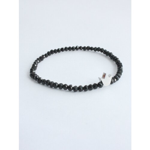 Жесткий браслет Pechinoga Design Женский браслет из натуральной шпинели звёздочка/ корона/ сердечко/ слоник, металл, размер 17 см, размер M, черный, серебристый