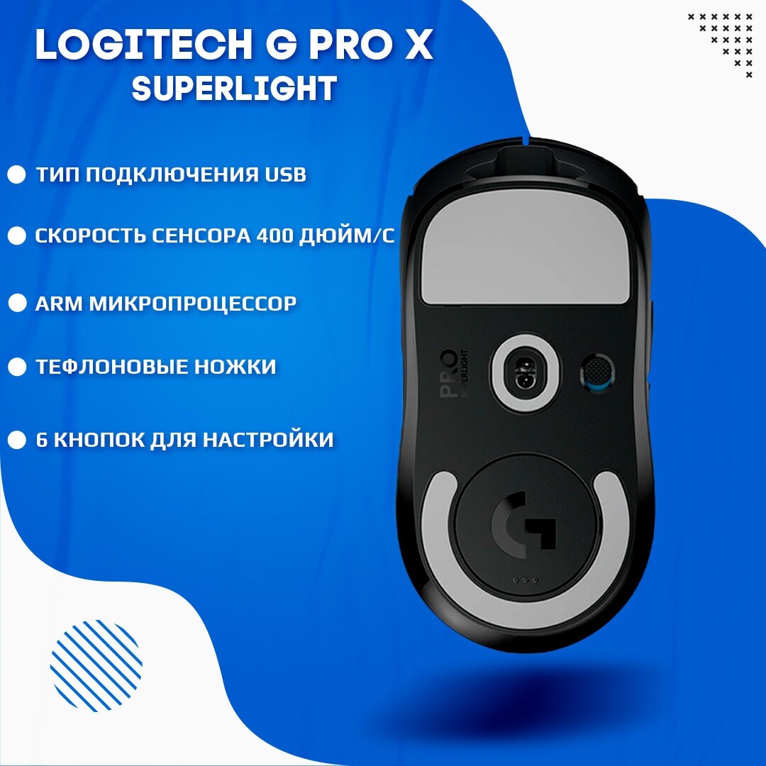 Мышь беспроводная Logitech PRO X SUPERLIGHT, 25600dpi, Wireless/USB, Белый 910-005946 - фото №12
