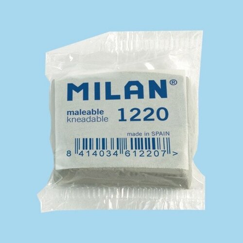 Ластик-клячка Milan 1220, 37 х 28 х 10 мм, синтетический каучук, прямоугольный, для графита, пастели, угля