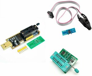 Комплект 3в1: Программатор CH341A + Прищепка SOIC8 + Понижающий адаптер 1.8в