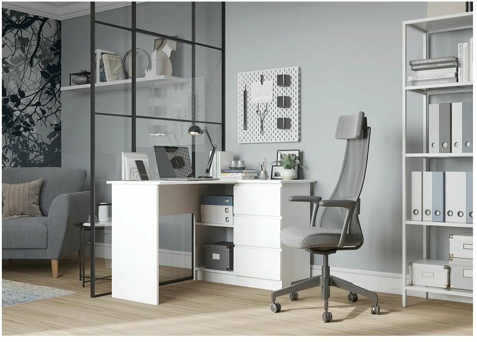 ДСВ мебель письменный стол Мори МС-16, ШхГхВ: 124.4х85х77 см, цвет: белый