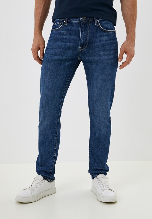 Джинсы Pepe Jeans, прямой силуэт, средняя посадка, стрейч, размер 29, голубой, синий