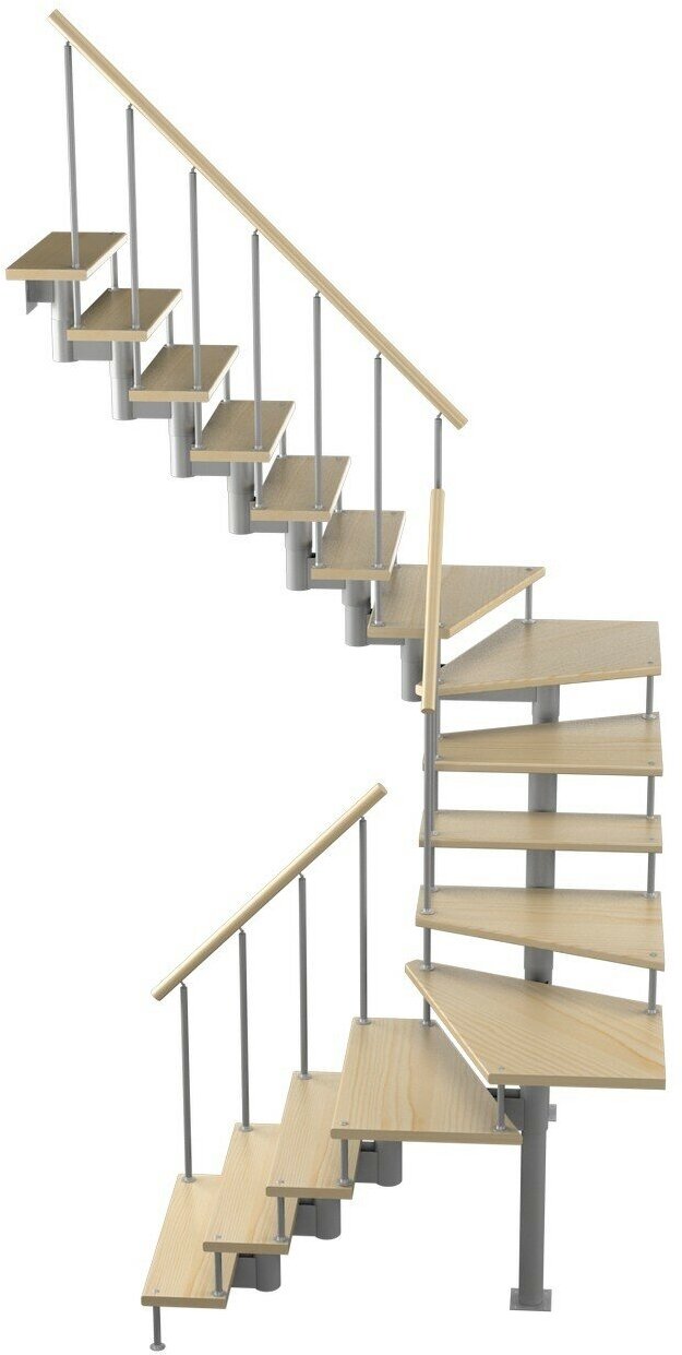 Модульная лестница Спринт 180 2880-3040, Серый, Сосна, Нержавеющая сталь