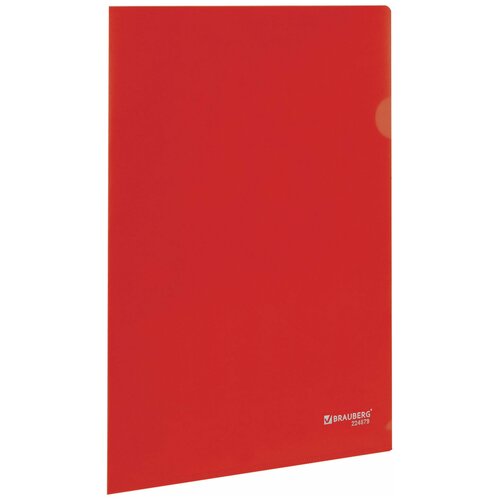 BRAUBERG Папка-уголок жесткая, непрозрачная brauberg, красная, 0,15 мм, 224879, 60 шт.