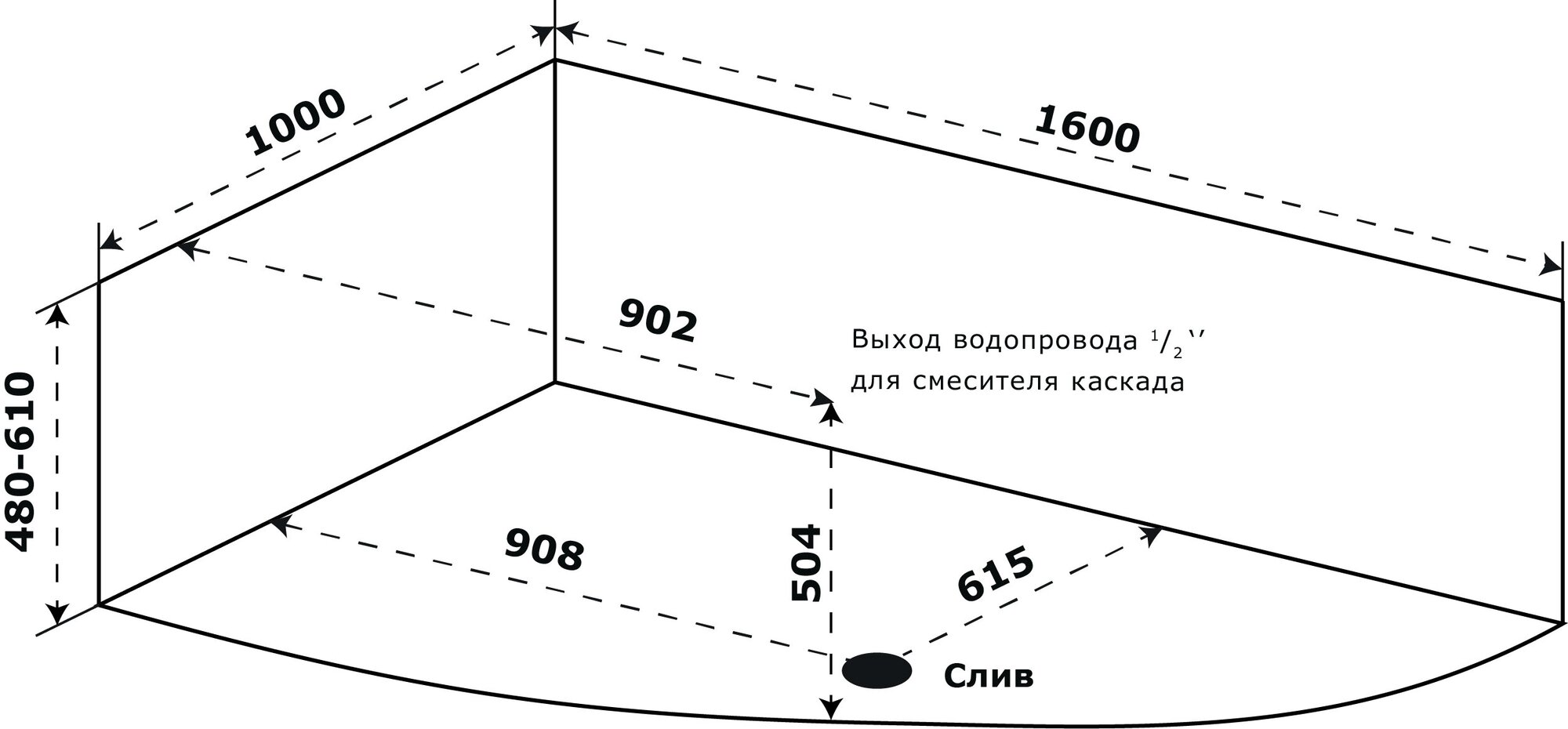 Ванна Azario Микона 160х100 правая (МИВ0002)