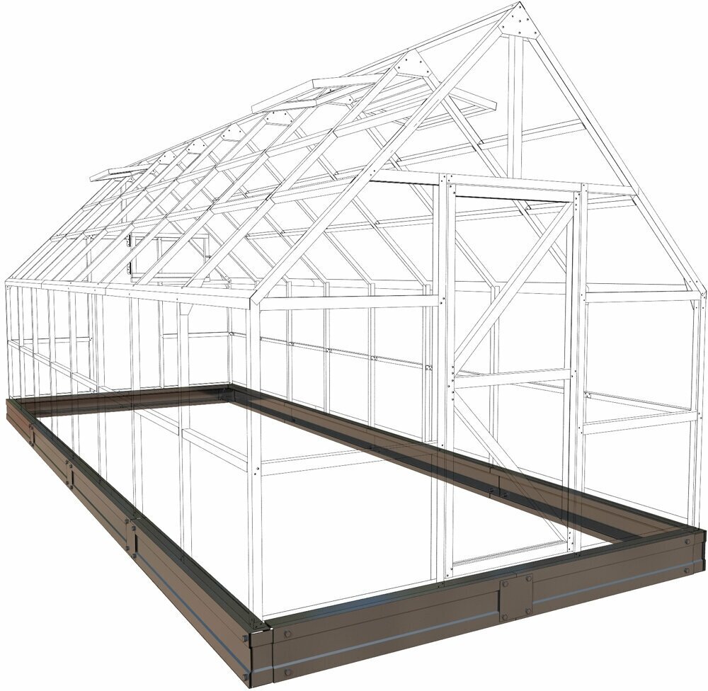 Фундамент оцинкованный для теплицы Челси 3х8 м грунтованный - фотография № 1