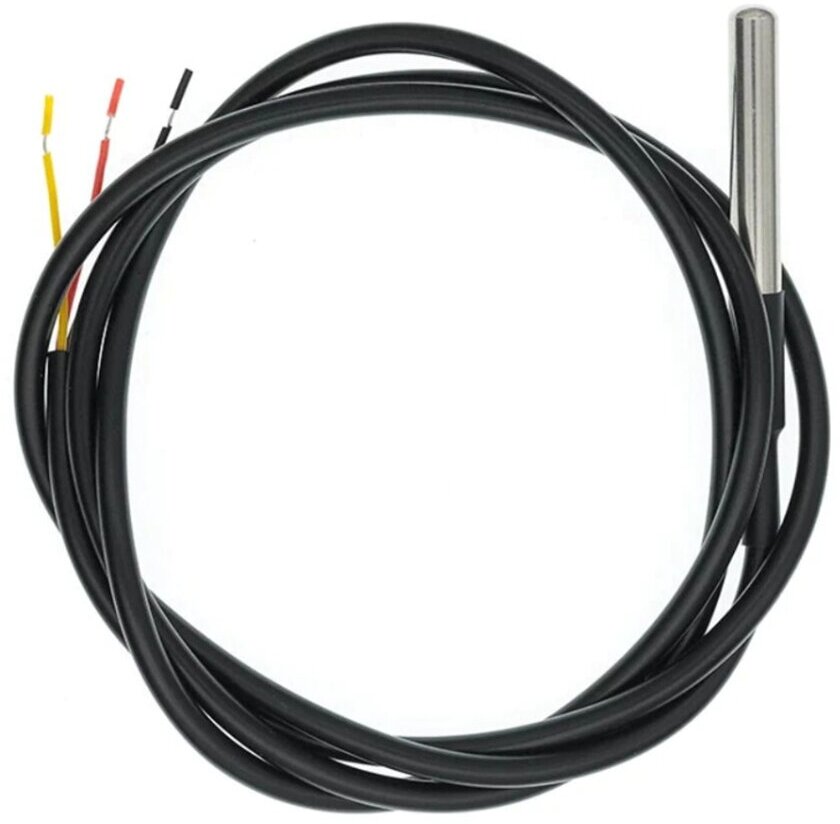 Модуль датчик температуры (цифровой термометр) DS18B20 герметичный водонепроницаемый IP67 трехпроводный кабель в металлической гильзе для Arduino