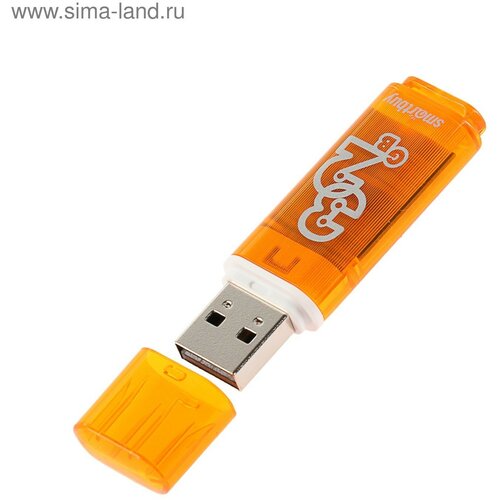 Флешка Glossy series Orange, 32 Гб, USB2.0, чт до 25 Мб/с, зап до 15 Мб/с, оранжевая