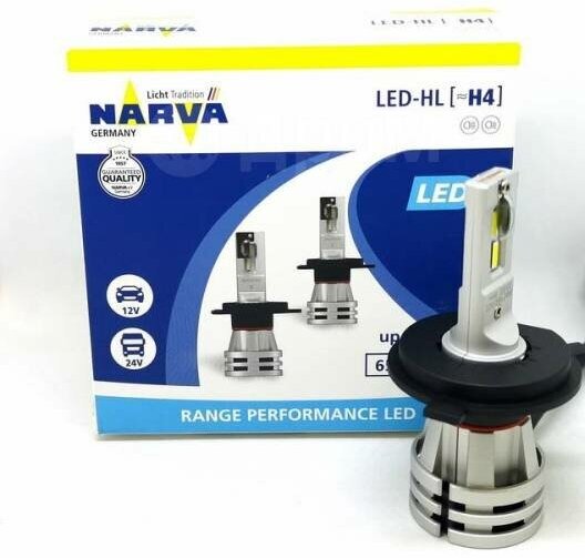 Лампа H4 12 24V 21W NARVA Range Performance LED (6500K) (2шт) евробокс P43t Narva 180323000
