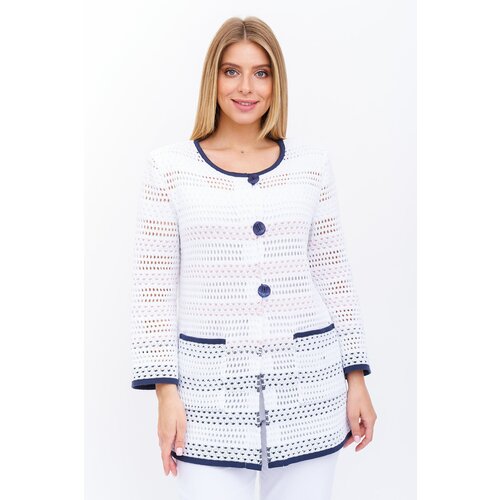Пиджак Текстильная Мануфактура, средней длины, силуэт прямой, трикотажный, размер 50, мультиколор