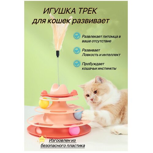 Игрушки трек для кошек с перьями