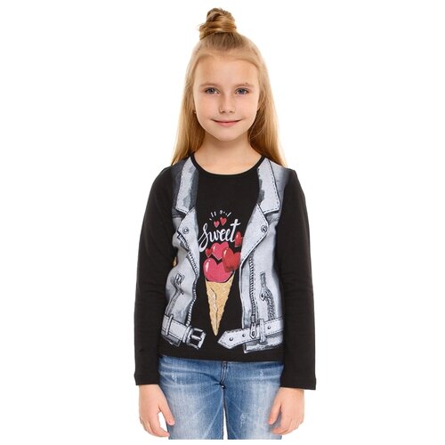 фото Джемпер ддлд329001/"романтика детства"/черный//жилет с сердцами////60-116 апрель