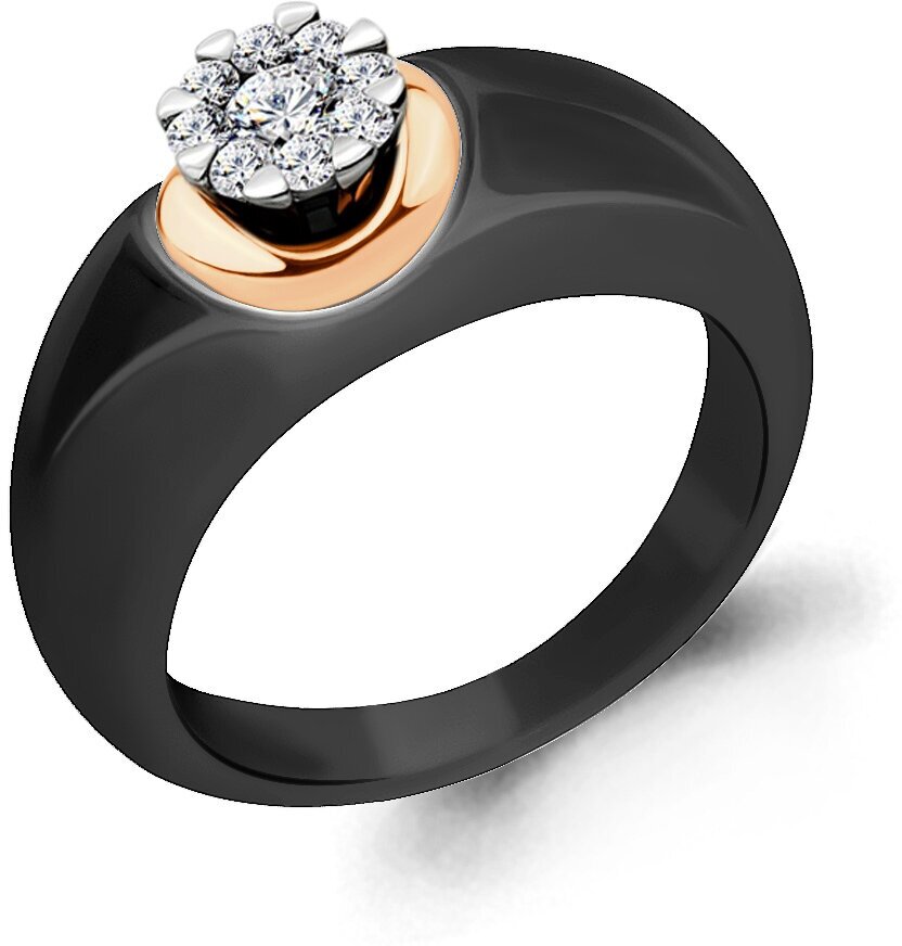 Кольцо Diamant online, золото, 585 проба, фианит, керамика