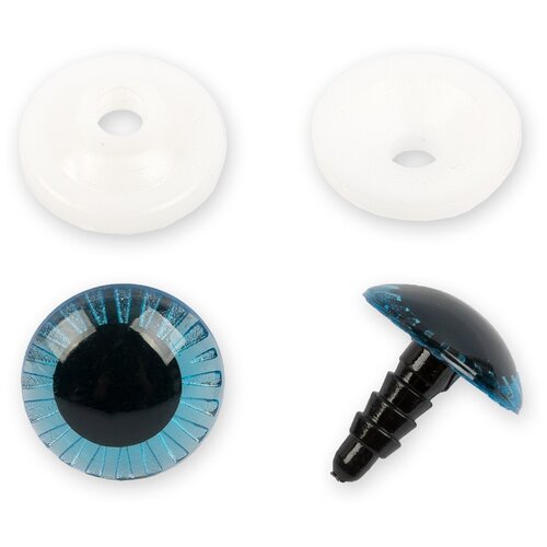 глаза живые синие с лучиками 20мм с фиксатором 2 штуки 1 пара HobbyBe Глаза пластиковые с фиксатором с лучиками, PGSL-18, 5 пар синий 18 мм 10 см