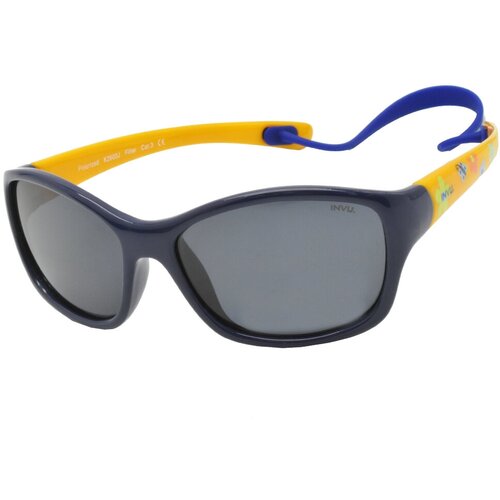 Солнцезащитные очки Invu, прямоугольные, оправа: пластик, ударопрочные, поляризационные, со 100% защитой от УФ-лучей, ударопрочные, синий