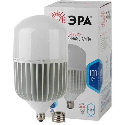 Лампа светодиодная высокомощная STD LED POWER T160-100W-4000-E27/E40 100Вт T160 колокол 4000К нейтр. бел. E27/E40 (переходник в компл.) 8000лм Эра Б0