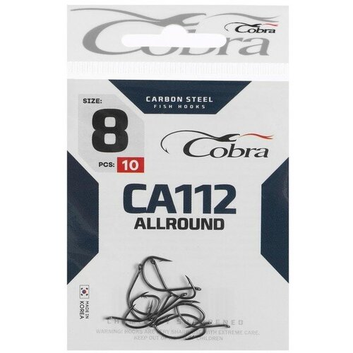 крючки cobra allround ca129 baitholder размер 6 10шт Крючки Cobra ALLROUND, серия CA112, № 08, 10 шт.