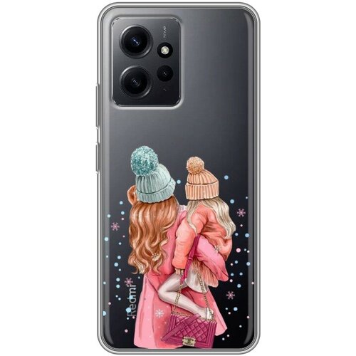 Полупрозрачный дизайнерский силиконовый чехол для Редми Ноут 12 / Xiaomi RedMi Note 12 Мама и дочь