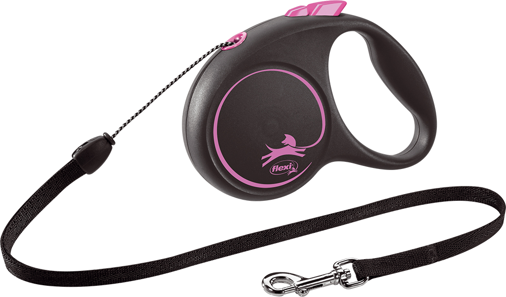Поводок-рулетка Flexi Black Design cord S 5m 12 kg pink
