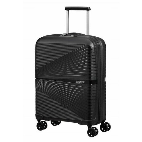 Чемодан American Tourister, полипропилен, водонепроницаемый, ребра жесткости, 33.5 л, черный