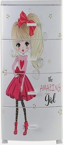 Изображение товара Комод декор 4 ярус Красотка моно белый В95*Ш38*Г47