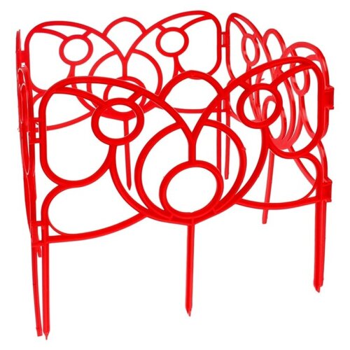 Декоративный садовый заборчик Бабочка, цвет: красный