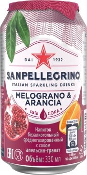 Газированный напиток Sanpellegrino Melograno e arancia Гранат и апельсин, 0.33 л, 24 шт. - фотография № 2