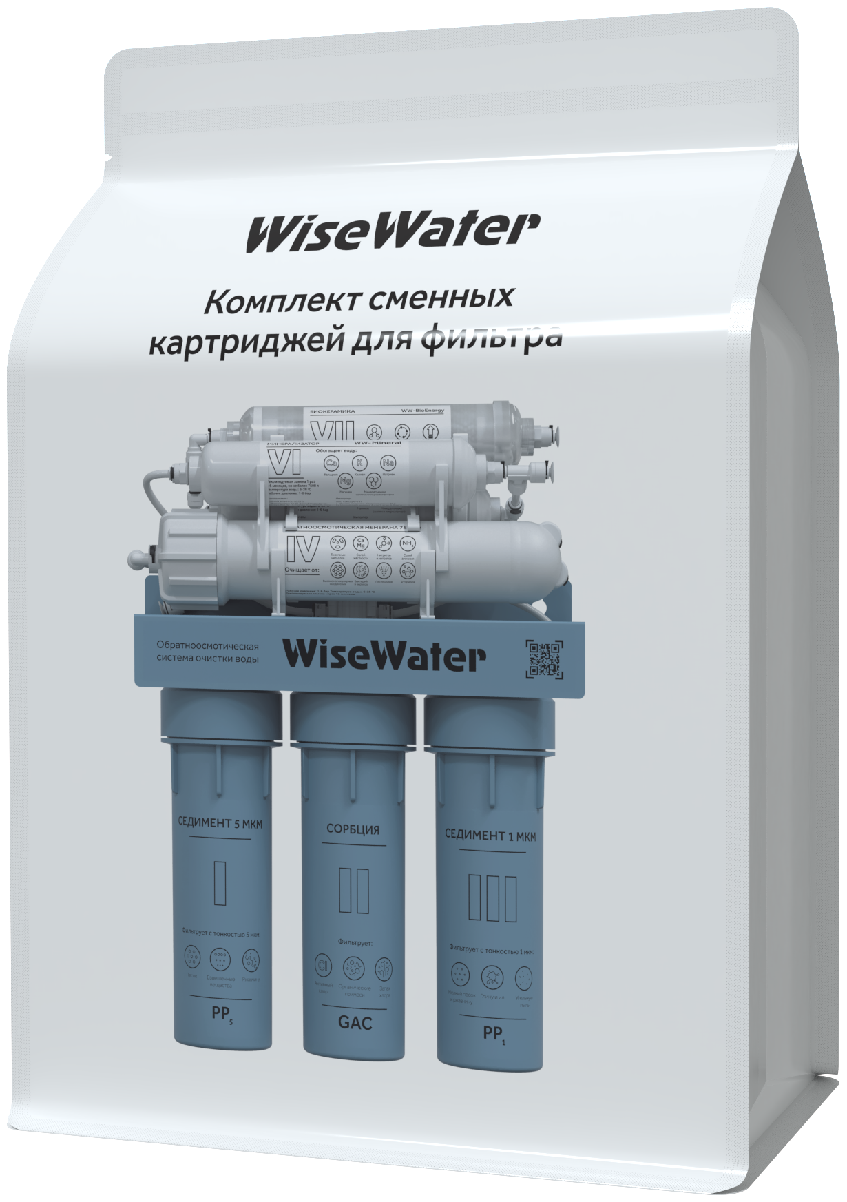 Комплект картриджей для WiseWater Osmos Optimum, Platinum Wasser ULTRA 5 с мембраной - фотография № 1