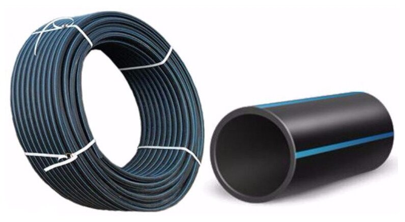 фото Водопроводная труба Пнд ПЭ100 DN32х2,0мм PN12,5 SDR 17 отрезок, 40м, для строительства систем холодного водоснабжения и канализации