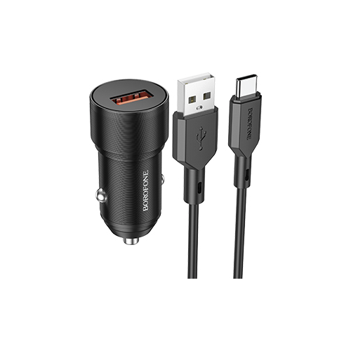 Автомобильное зарядное устройство 1USB 3.0A QC3.0 18W быстрая зарядка для Type-C Borofone BZ19A Black