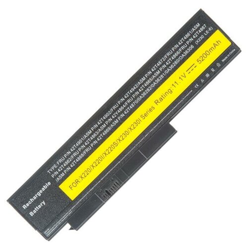 Аккумулятор для ноутбука Lenovo ThinkPad X220, X220i, X220s (11.1V, 5200mAh, 58Wh). PN: 42T4899, 42T4861, 0A36283, 0A36280 аккумулятор для ноутбука lenovo cl7862b 806