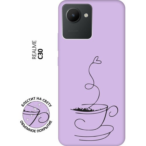 Силиконовый чехол на realme C30, Рилми С30 Silky Touch Premium с принтом Coffee Love сиреневый силиконовый чехол на realme c30 рилми с30 silky touch premium с принтом go sleep сиреневый