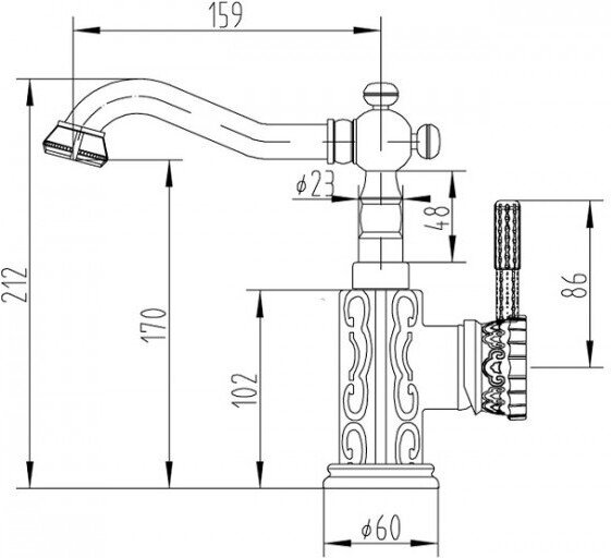 Смеситель для раковины ZORG A 114U-BR, античная бронза